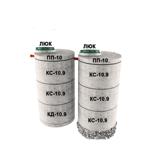 2 стакана из 3х колец Ø1м (5хКС10.9, КД10.9, 2хПП10)