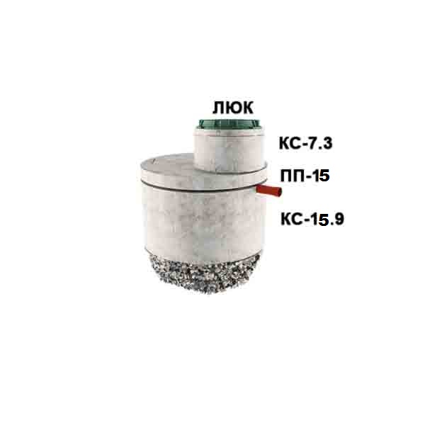 1 стакан из 1го кольца Ø1,5 с доборкой 0,3м (1хКС15.9, ПП15, КС7.3)