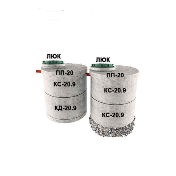 2 стакана из 2х колец Ø2 (3хКС20.9, КД20.9, 2хПП20)