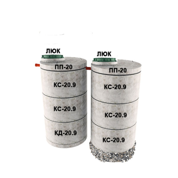 2 стакана из 3х колец Ø2 (5хКС20.9, КД20.9, 2хПП20)